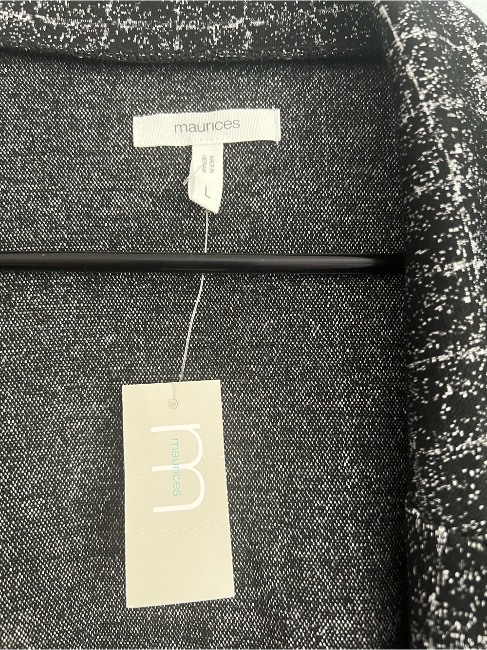 Maurices Black & White Knit Open-Front Cardigan Blazer - Picture 3 of 3
